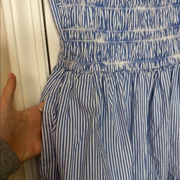 JCrew Blue Striped Smocked Midi Dress - Picture 2 of 3